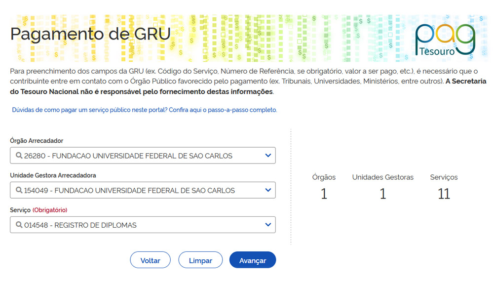 Como gerar uma GRU - Guia de Recolhimento da União — Coordenadoria